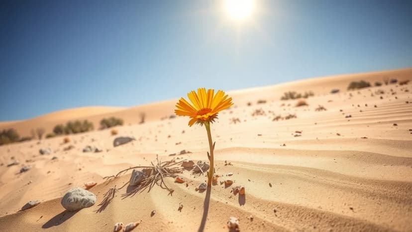 En blomma i Afrikas öken överlevde