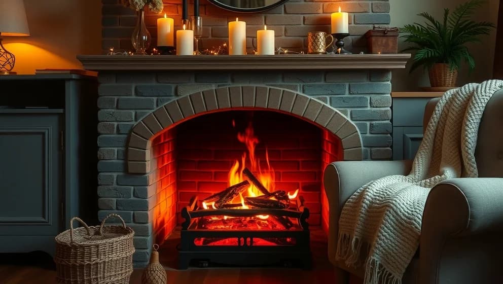 Replika vid brasan hemma